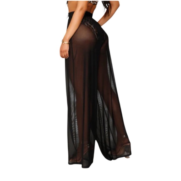 Fashion Nova See Through Cover Up Pant - Black Inseam 35 - Picture 2 of 5